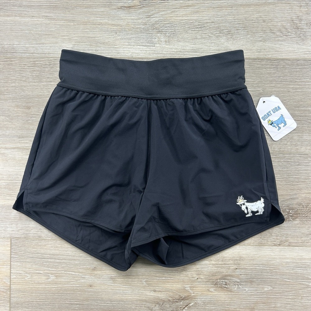 Goat USA Womens Small Black Athletic Lined Shorts Drawstring Performance Stretch